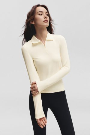 UrbanPolo – Women’s Zip Polo Long Sleeve Top